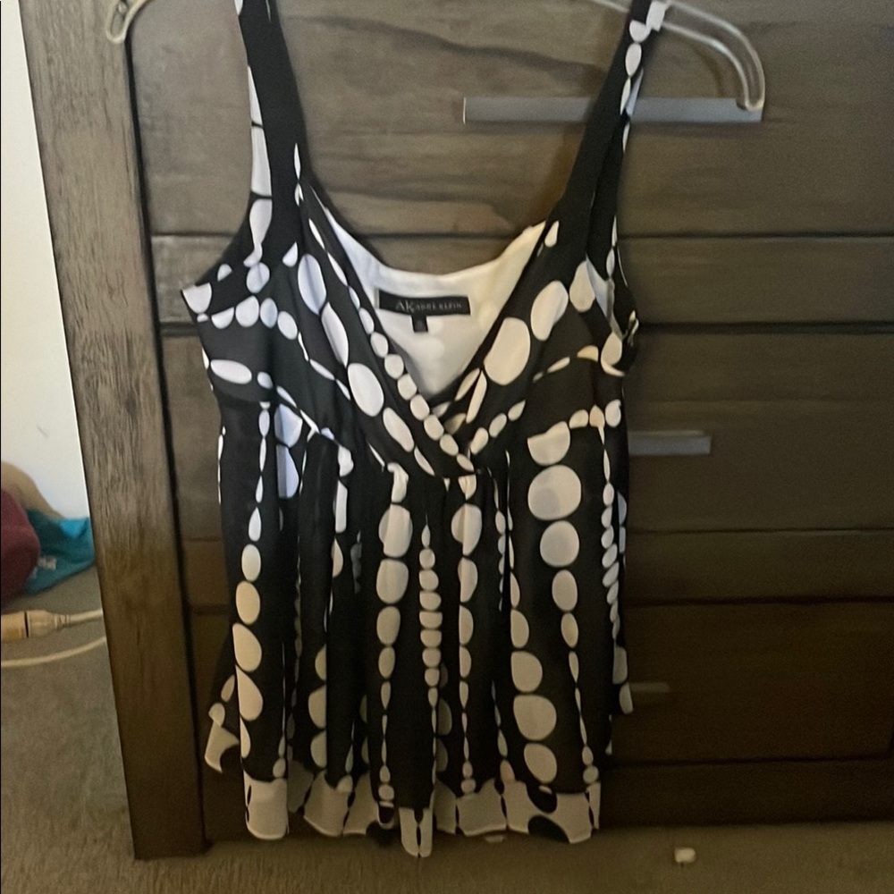 Anne Klein Black and White Sleeveless Wrap Camisole